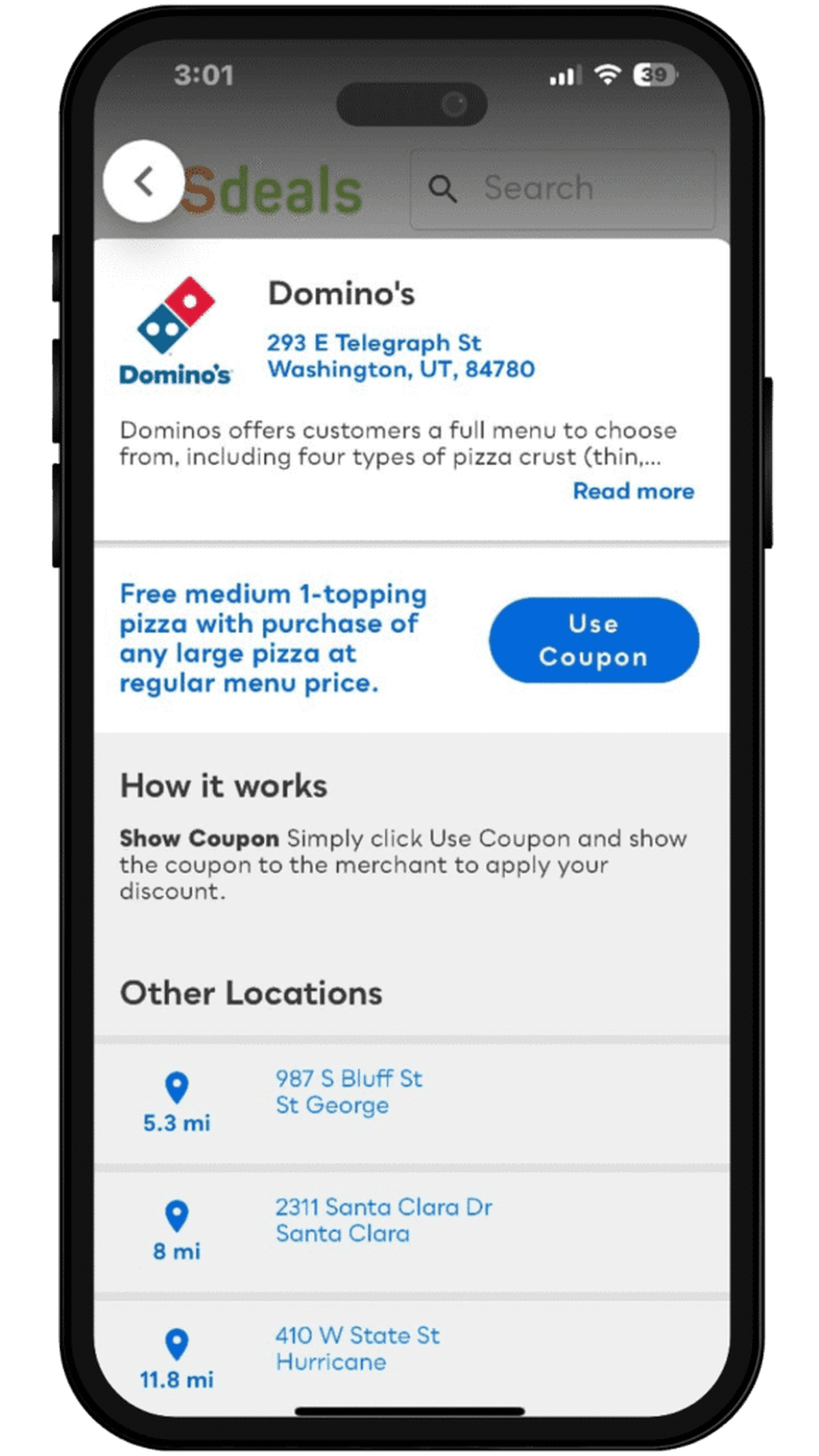 Available offers listed in the Yes Deals app